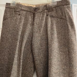 Brown tweed wide leg pants with wide cuffs.  Waist about 33 inches